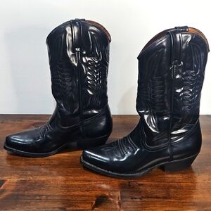 Classic Black Leather Western Cowboy Boots
